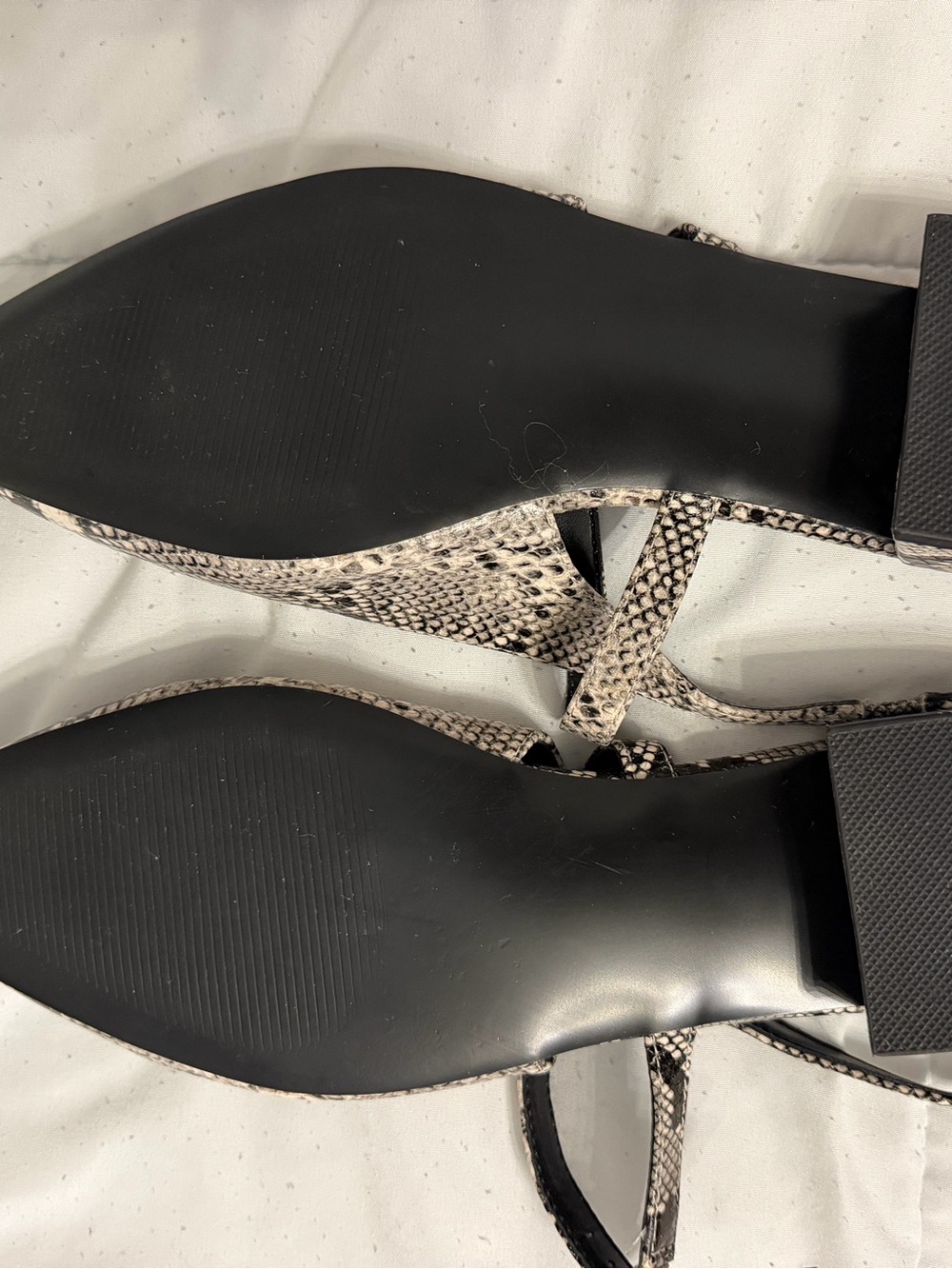 Steve Madden Slingback Flat Black/Ivory Snake Print Faux Leather Size 10 - Picture 3 of 3
